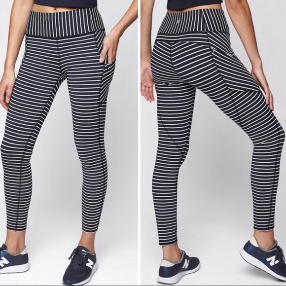 Athleta Pants - Athleta Stripe Contender 7/8 Tight, S, Like New!